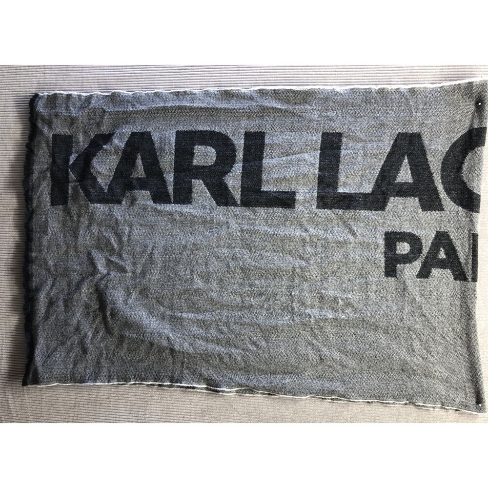 Karl Lagerfeld Scarf Large Gray Wide Oversized Wrap Cozy Cold Weather Layering